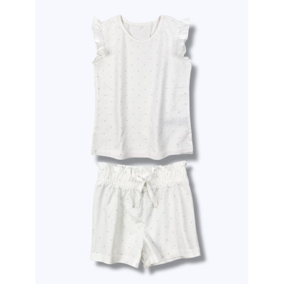 Комплект: футболка + шорти George Printed Frill/White Polka Dots