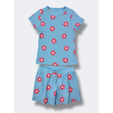 Комплект в рубчик: футболка + шорти Bright Heart Flower/Blue