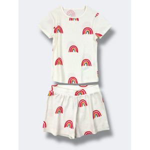 Комплект в рубчик: футболка + шорти Bright Heart Flower/White