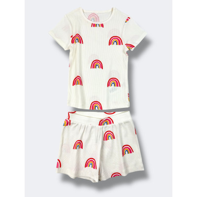 Комплект в рубчик: футболка + шорти George Bright Heart Flower/White