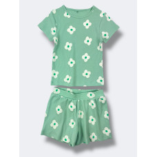 Комплект в рубчик: футболка + шорти Bright Heart Flower/Mint