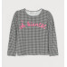 Лонгслів H&M Black/Dogtooth-patterned