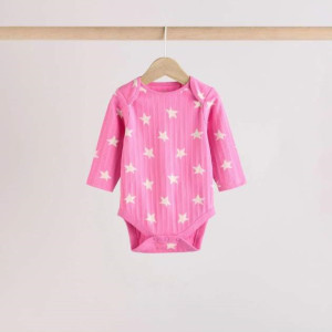 Бодік з довгим рукавом Ribbed/Pink Stars