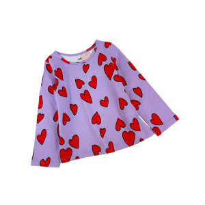 Лонгслів H&M Light pink/Hearts фіолетовий